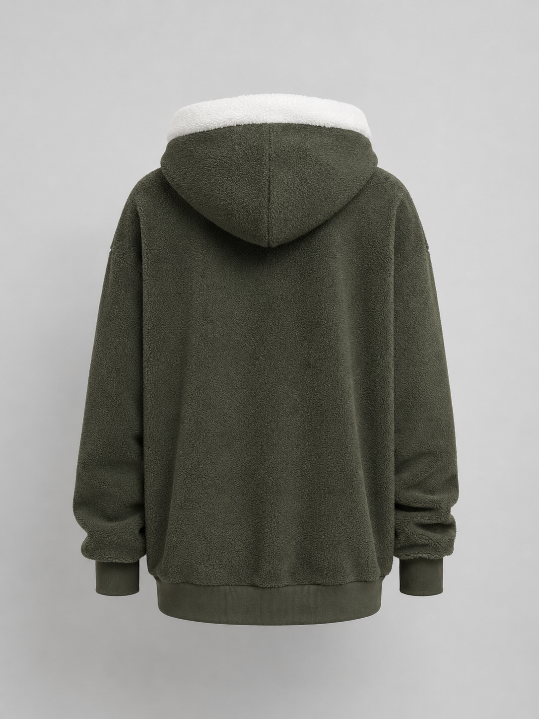 Felpa Donna in Pile Sherpa Oversize con Cappuccio e Zip