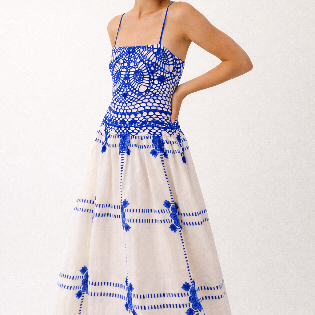Aurazio Abito Midi con Stampa Crochet per Donne