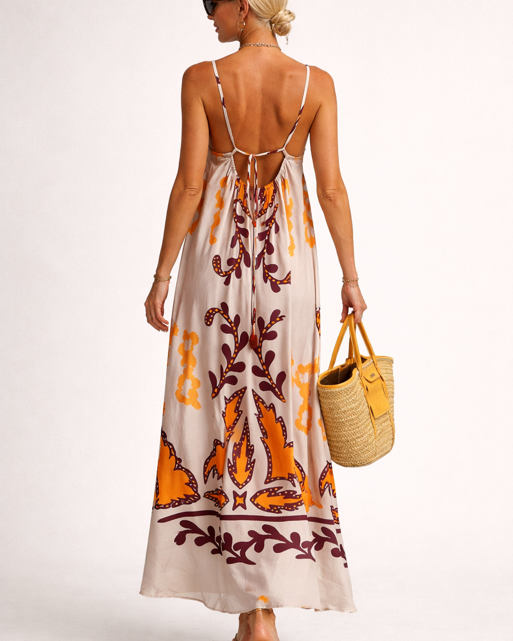 Vestito Lungo Donna Stampa Etnica Spalline Estivo