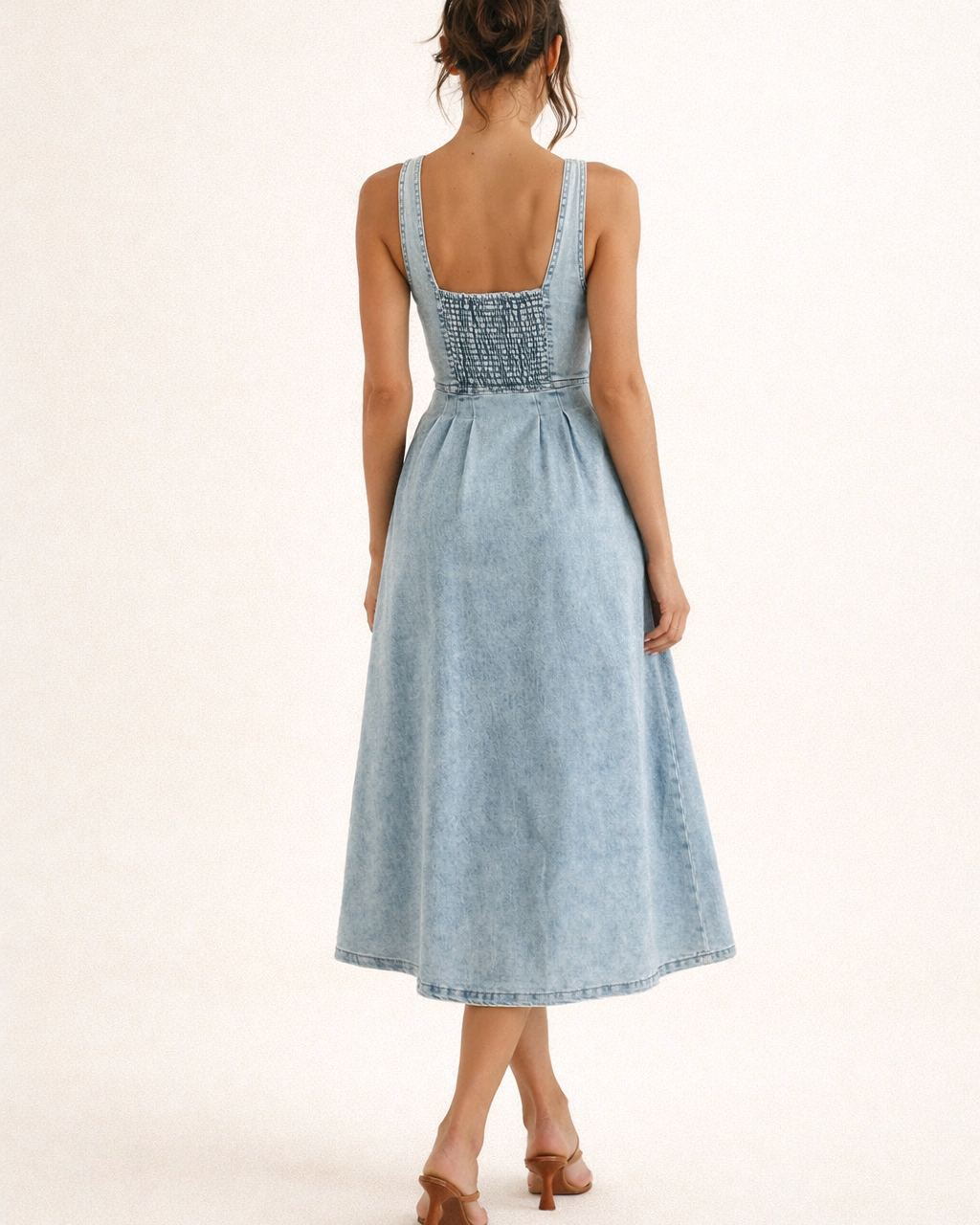 Vestito Midi Donna in Denim Primaverile Femminile