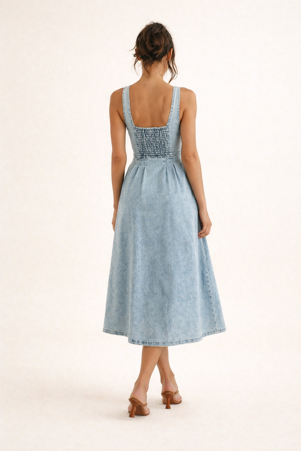 Aurazio Vestito Midi in Denim da Donna