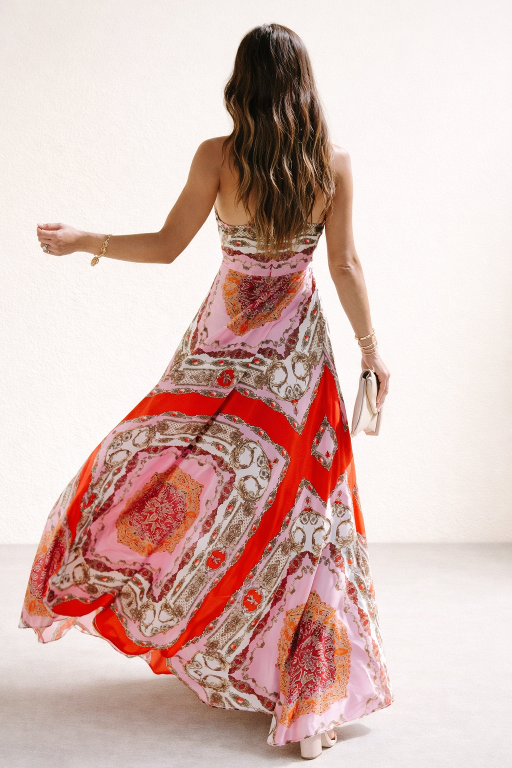 Aurazio Abito Lungo Bohemien con Scollo Halter per Donna