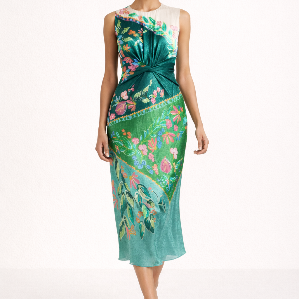 Aurazio Vestito Midi Stampato Elegante Da Donna
