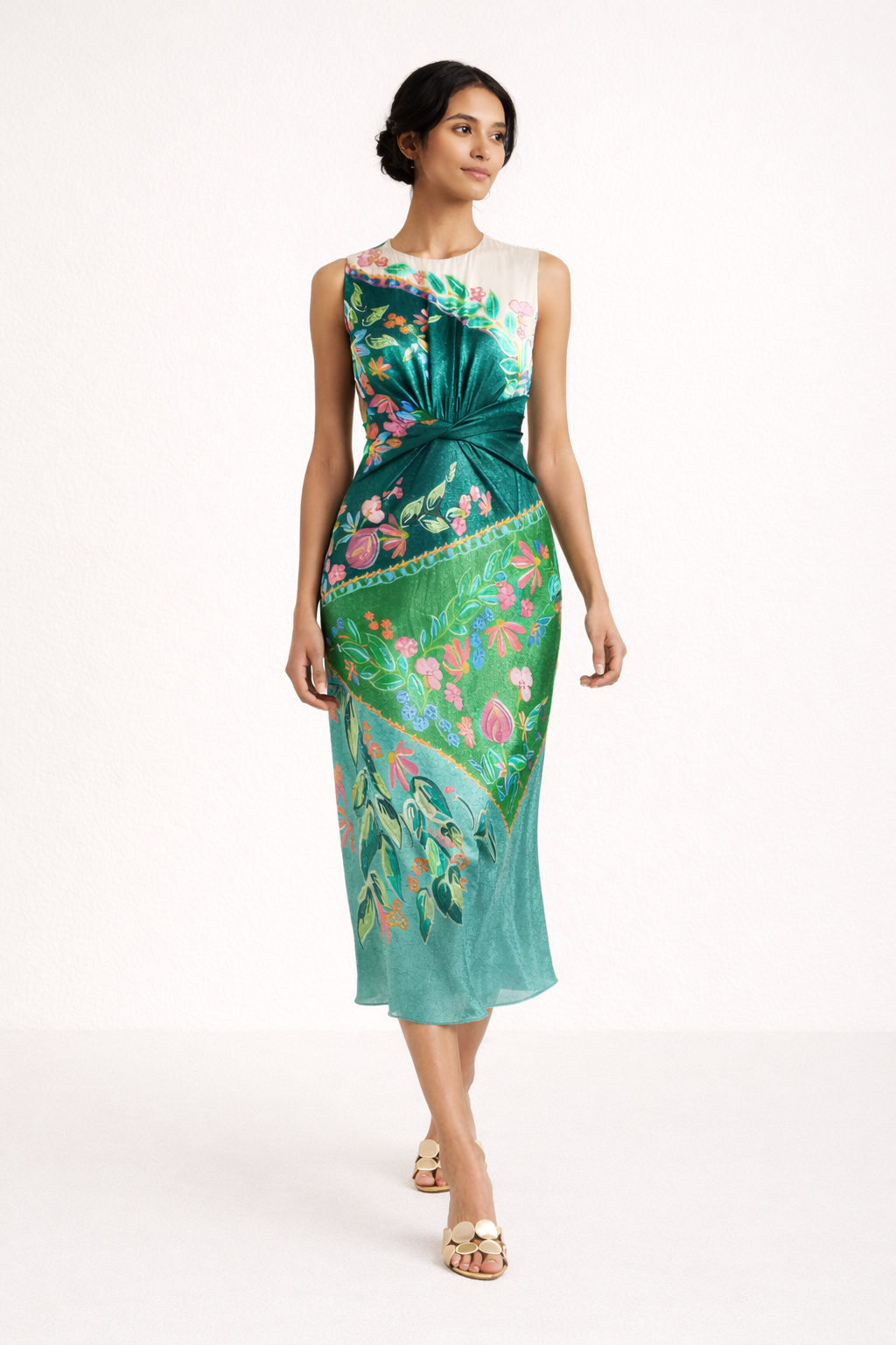 Aurazio Vestito Midi Stampato Elegante Da Donna