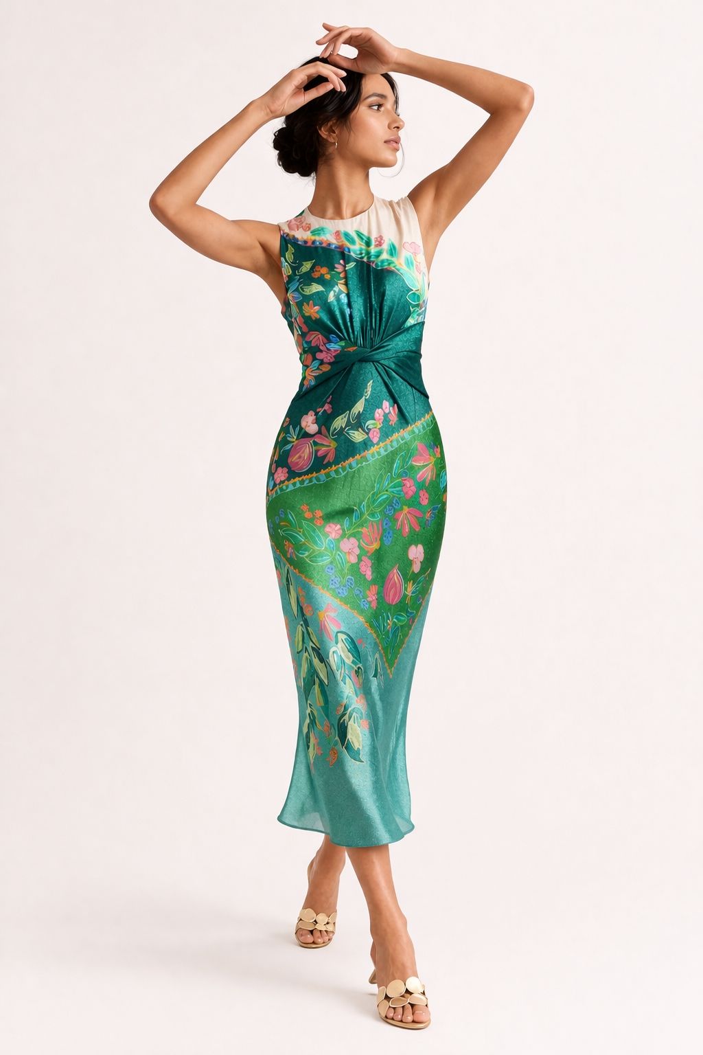 Aurazio Vestito Midi Stampato Elegante Da Donna