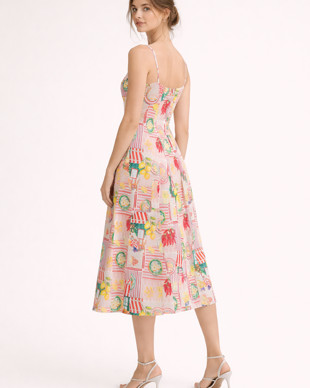 Abito Midi Donna Stampa Artistica Estivo Leggero