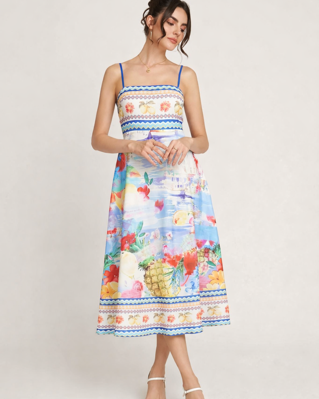 Vestito Midi Donna Floreale Estivo Leggero