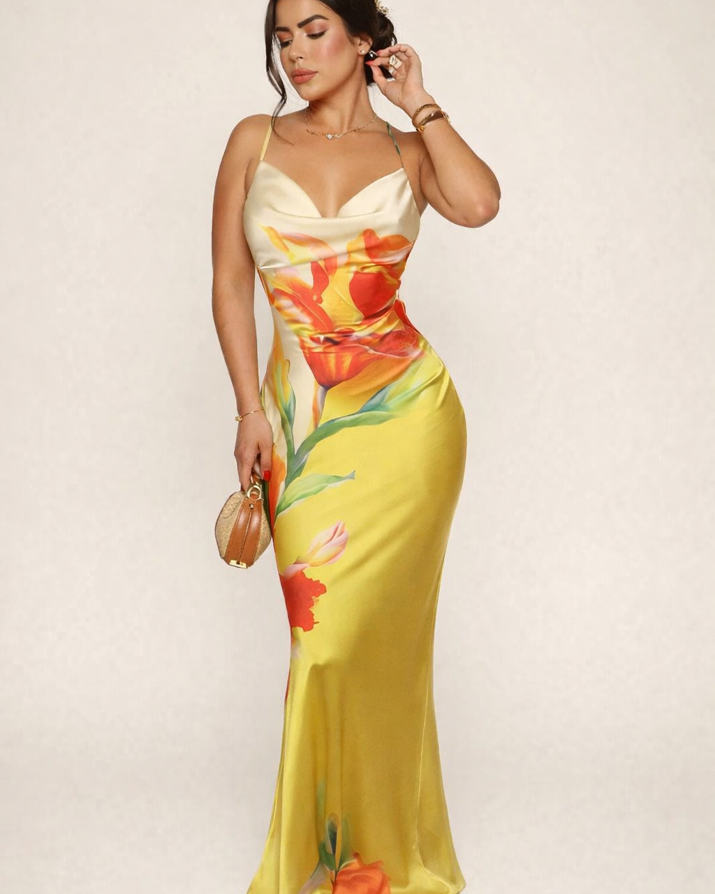 Vestito Lungo Donna Floreale Spalline Sottili Estivo