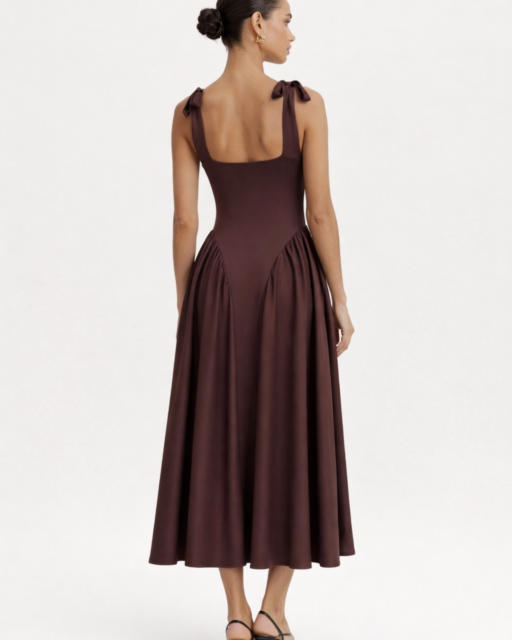 Abito Midi Donna Scollo Quadrato Elegante Estivo