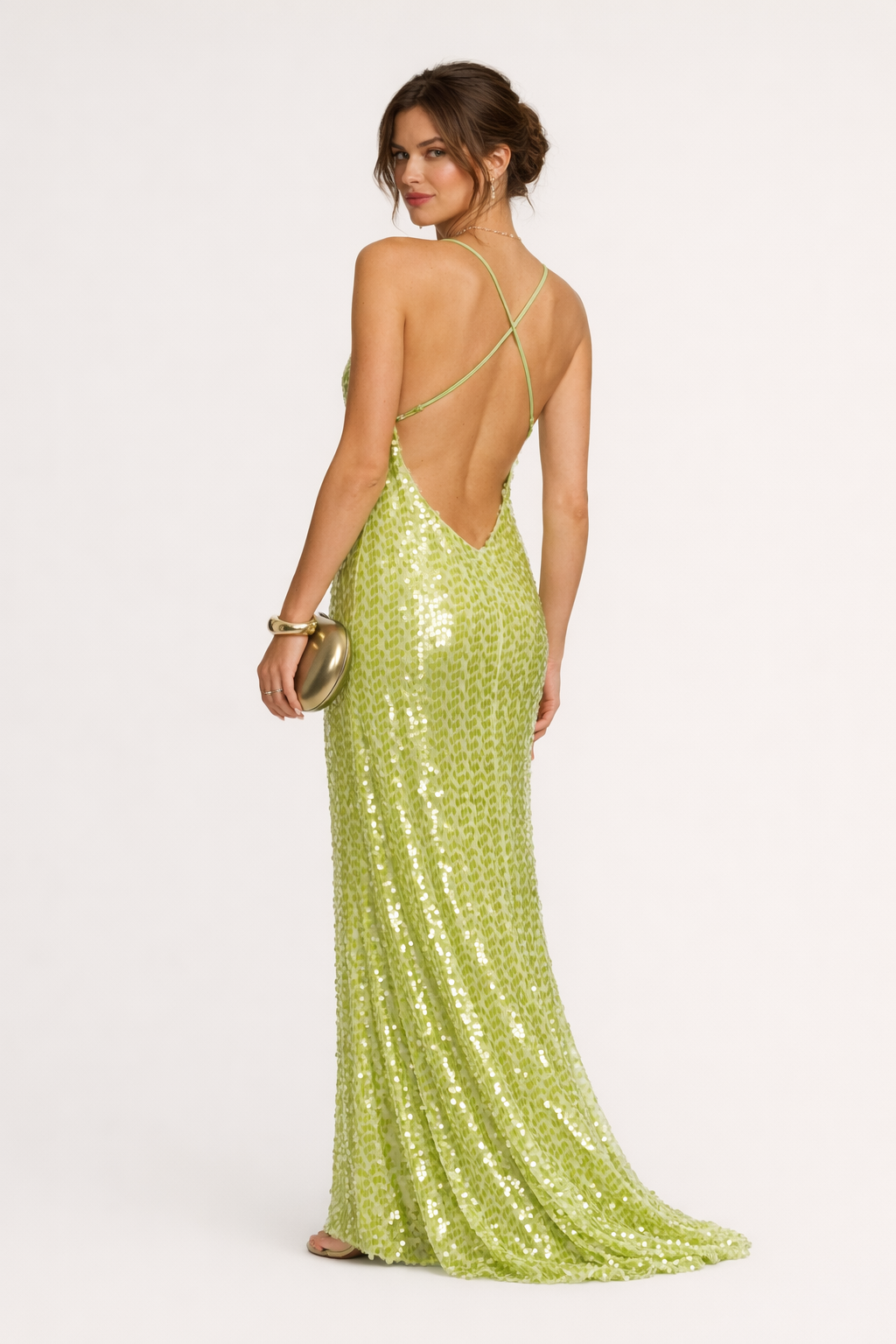 Aurazio Vestito Lungo Con Paillettes Da Donna