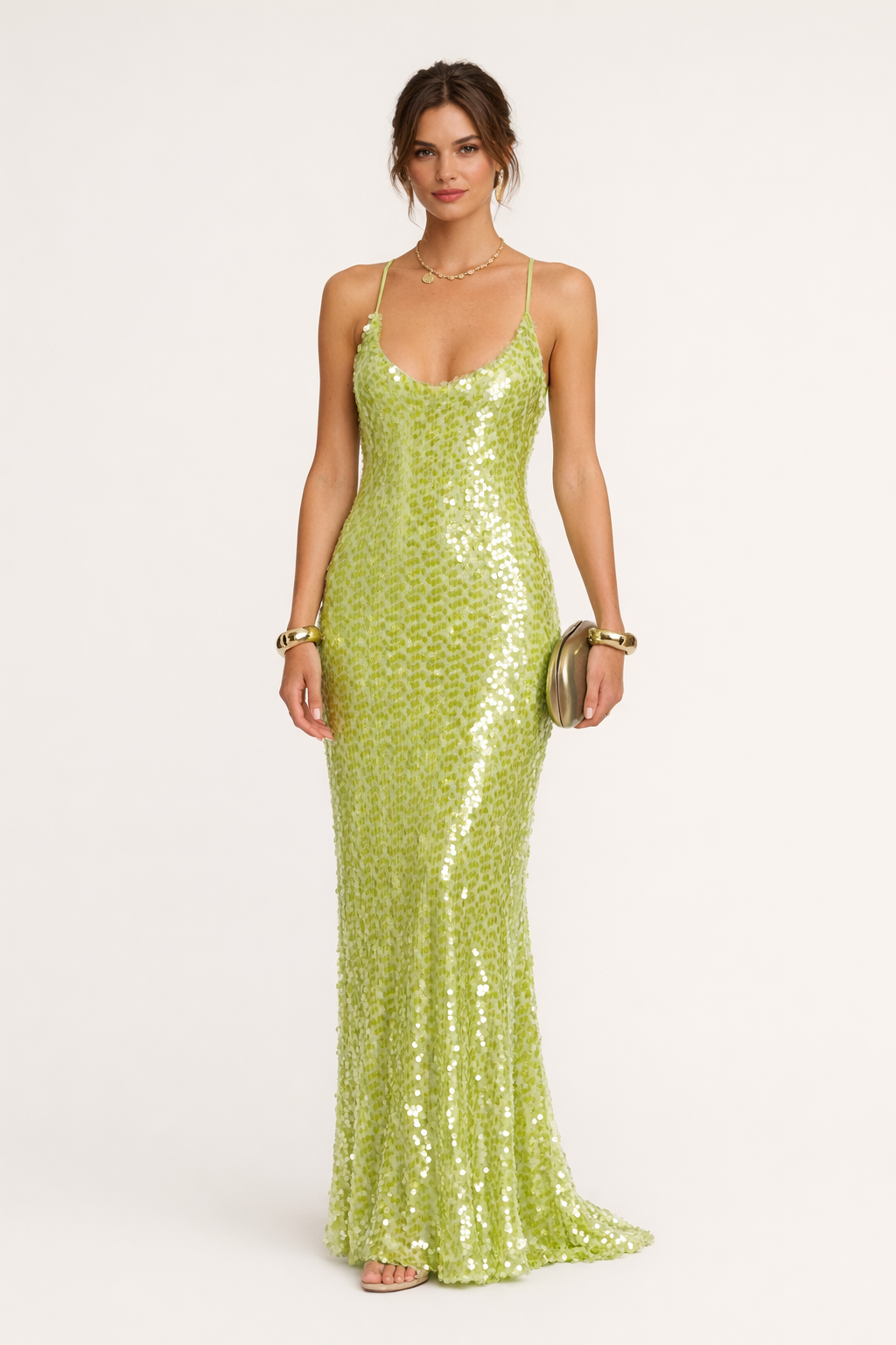 Aurazio Vestito Lungo Con Paillettes Da Donna