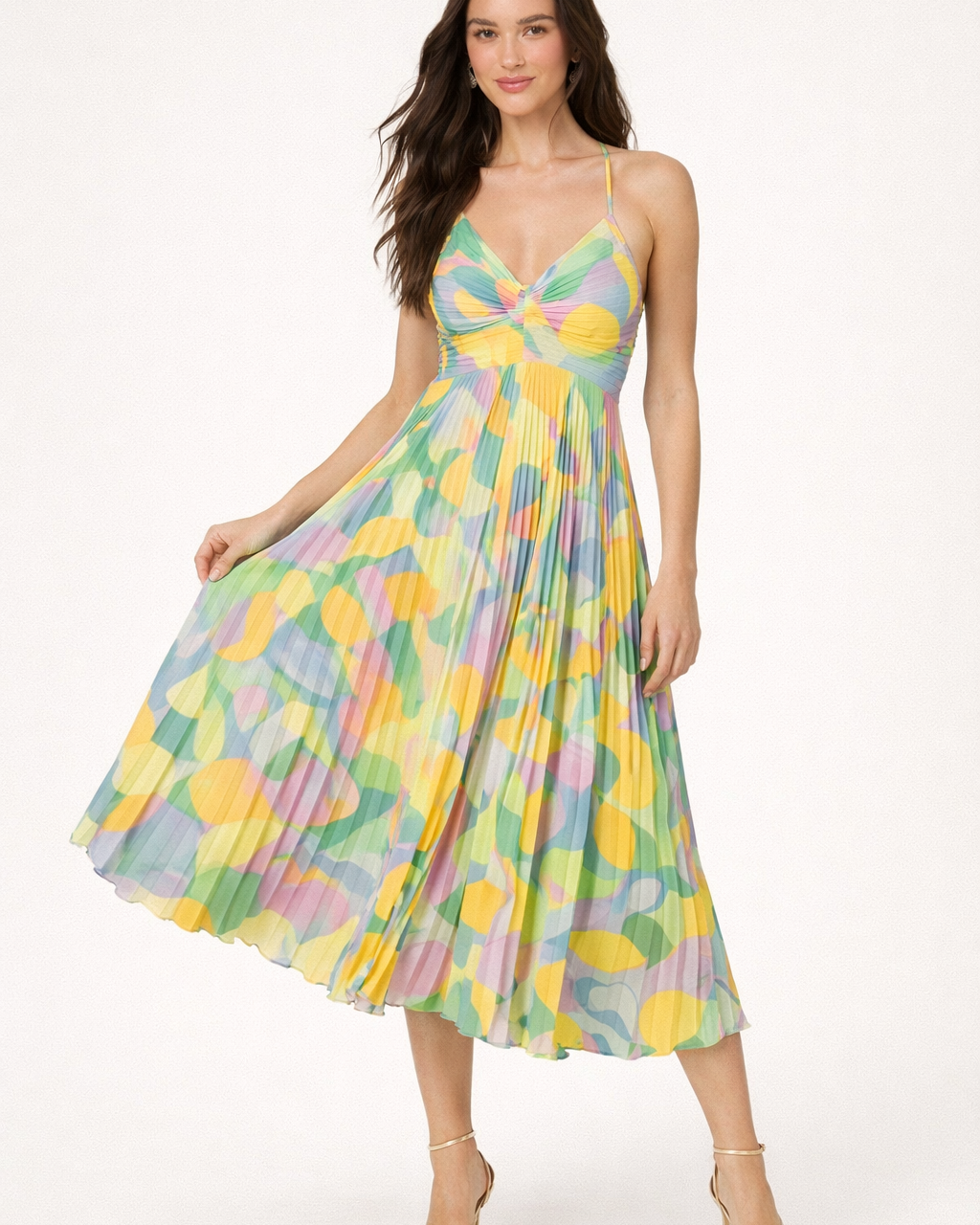 Abito Midi Donna Leggero Bretelle Sottili Estivo