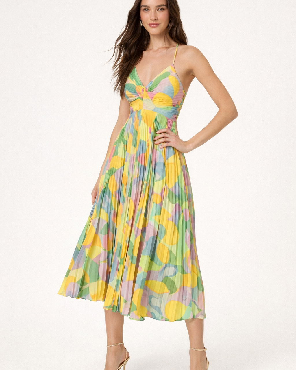 Abito Midi Donna Leggero Bretelle Sottili Estivo