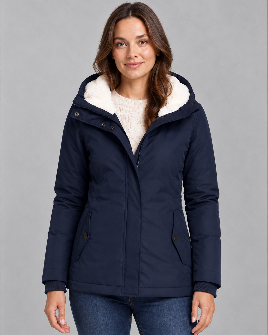 Cappotto Donna Impermeabile Lungo con Cappuccio e Zip Integrale
