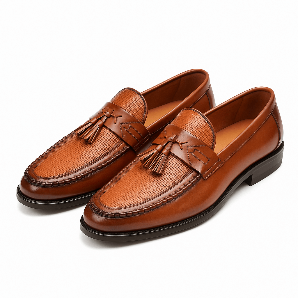 Mocassini Uomo con Nappine Tomaia Intrecciata Slip-On Eleganti