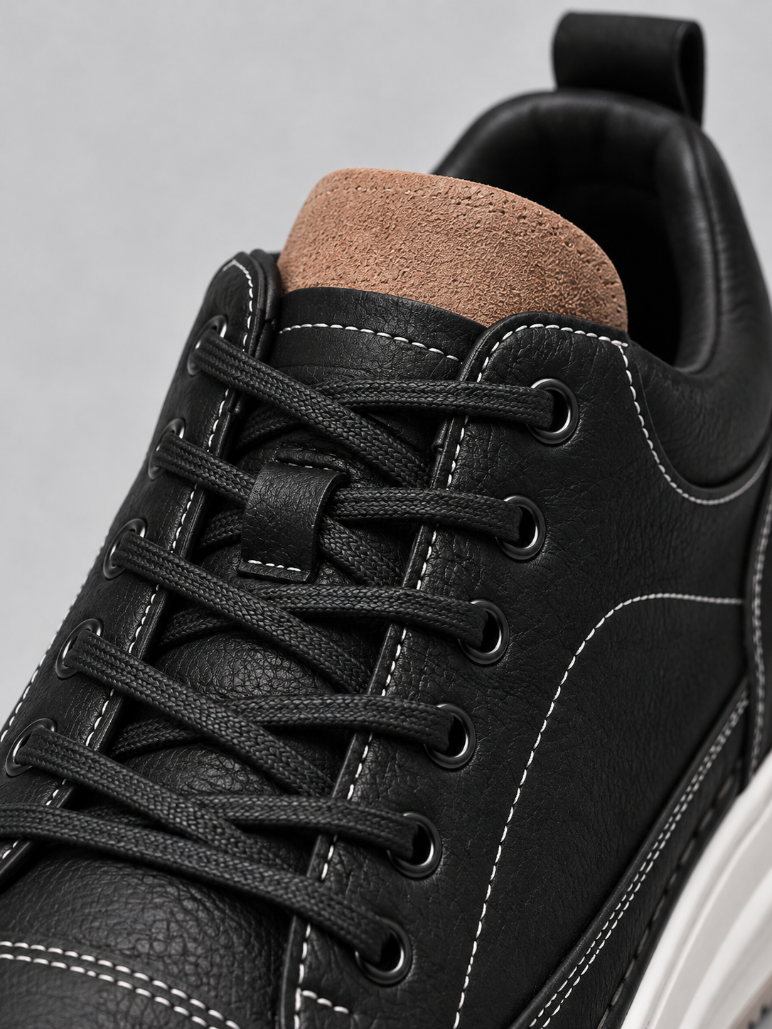 Sneakers Uomo Effetto Pelle Platform Stringate Suola Bianca