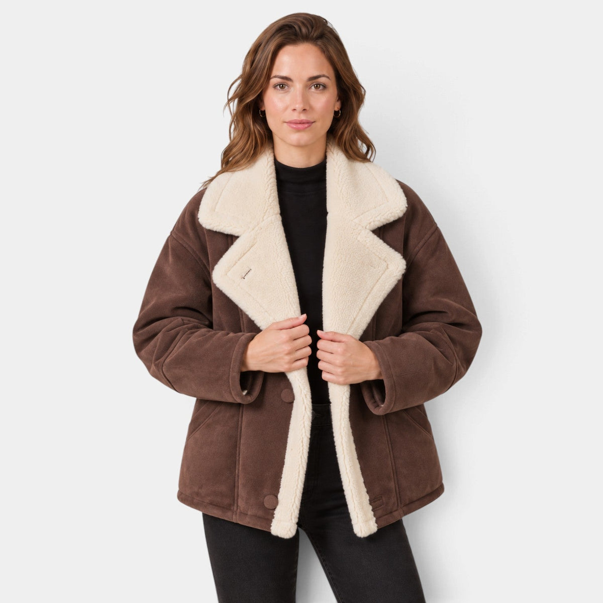 Cappotto Donna Oversize Shearling Sintetico Stile Vintage