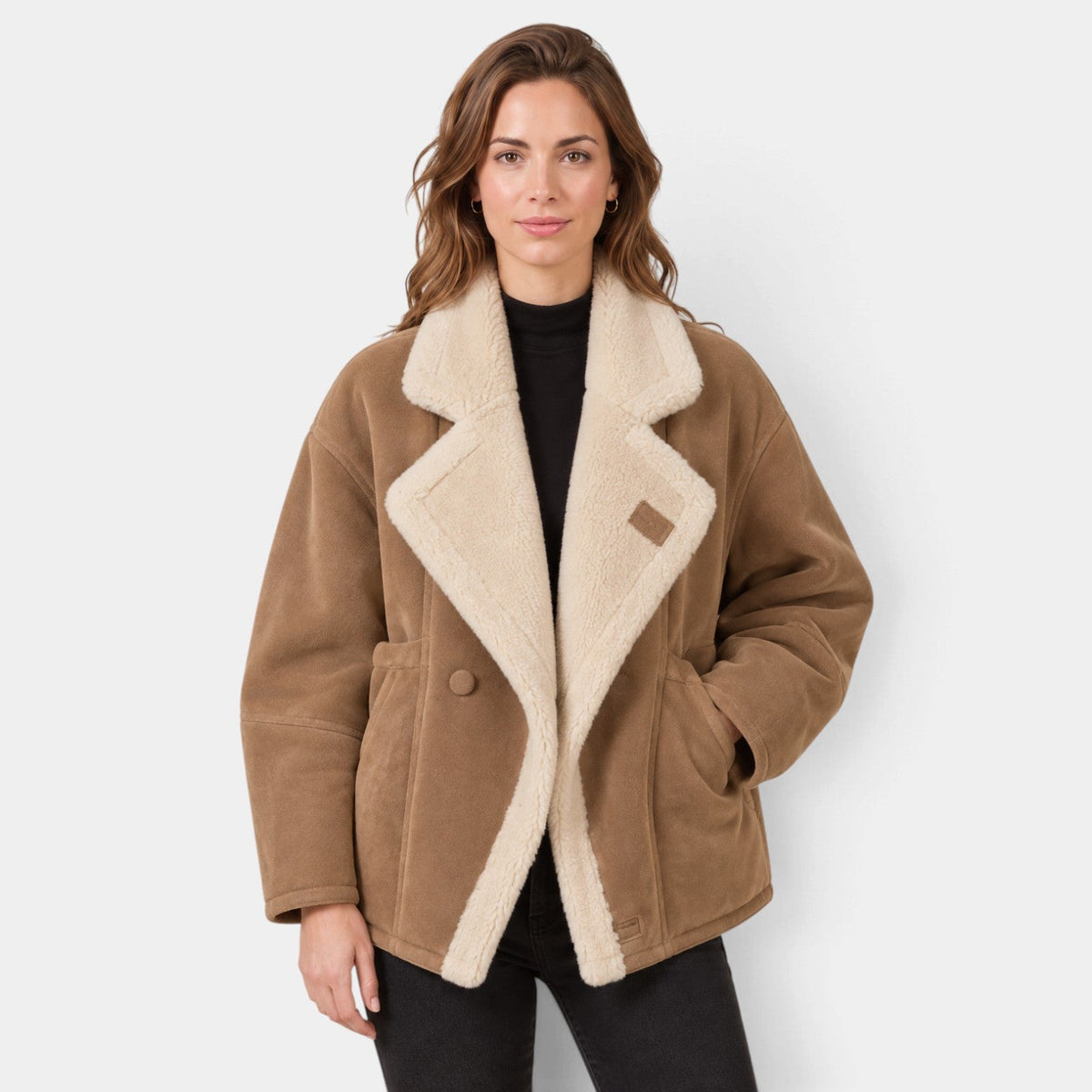 Cappotto Donna Oversize Shearling Sintetico Stile Vintage