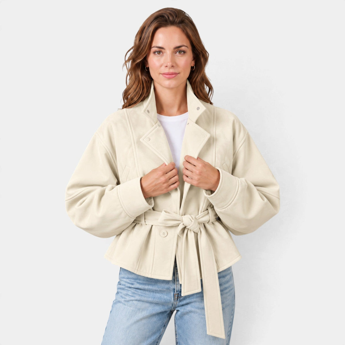 Giacca Bomber Donna in Camoscio Oversize Maniche a Pipistrello