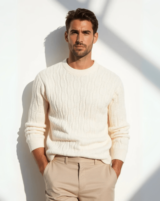 Aurazio Maglione a trecce di lana da uomo