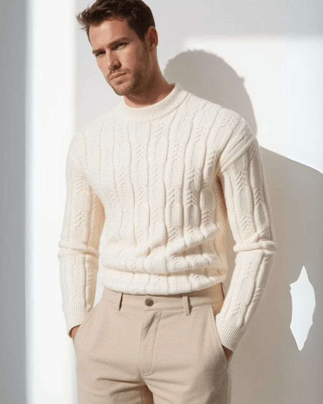 Aurazio Maglione a trecce di lana da uomo