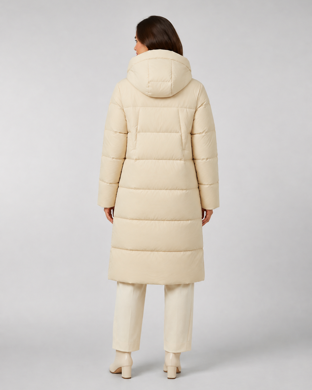 Piumino Donna Lungo con Cappuccio 80% Piuma d'Anatra Caldo