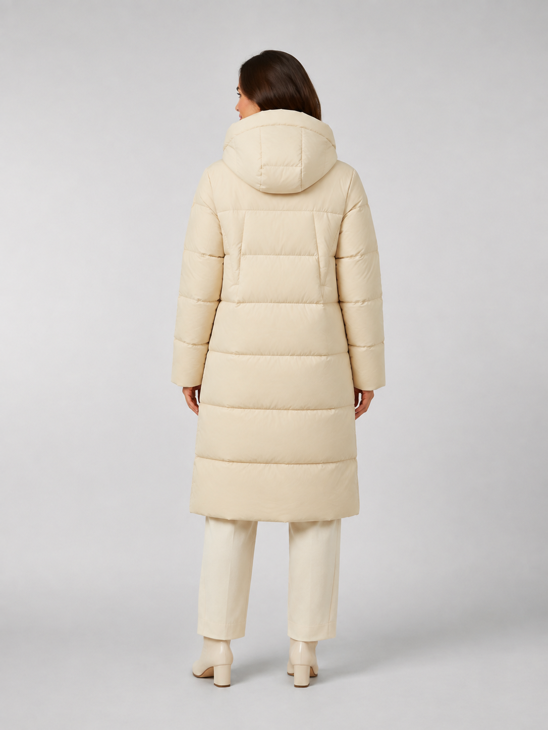 Piumino Donna Lungo con Cappuccio 80% Piuma d'Anatra Caldo