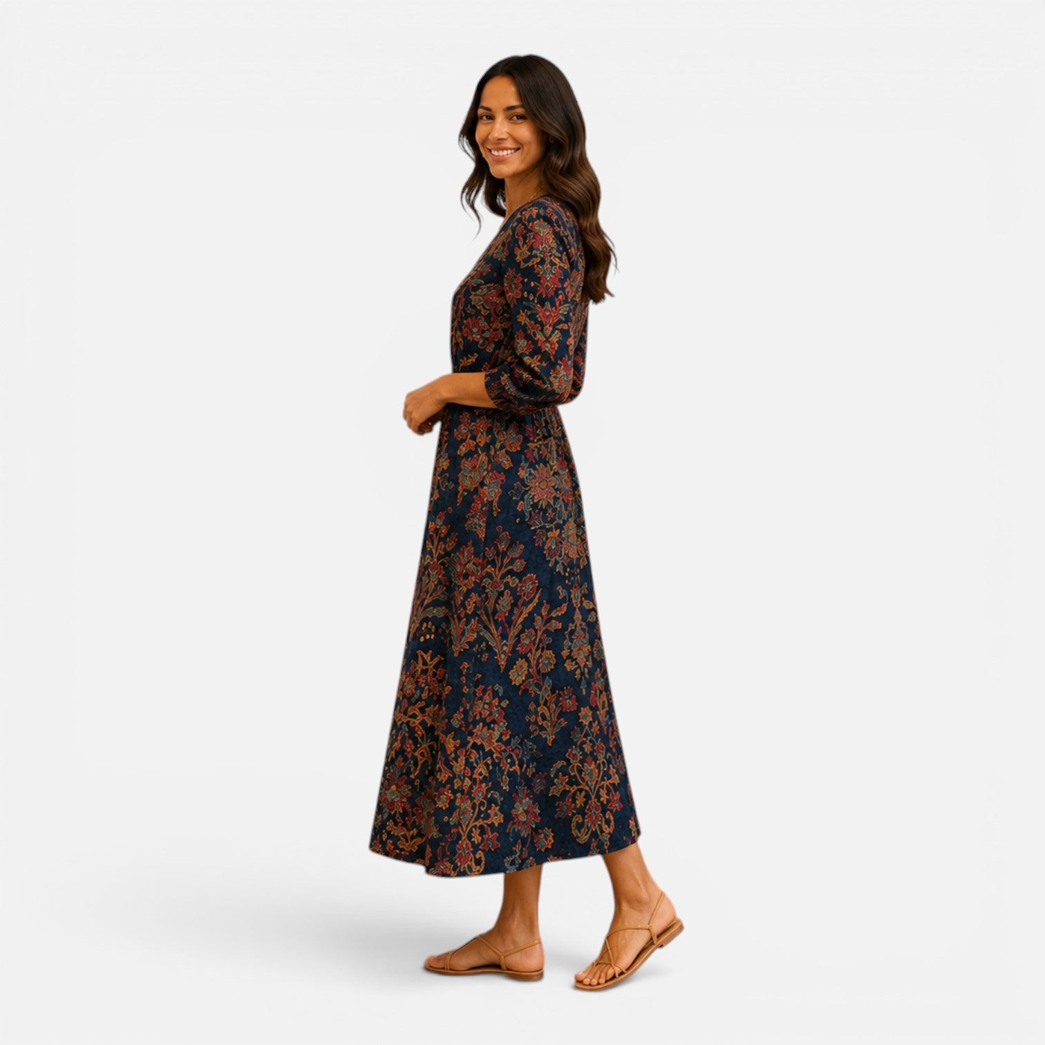 Abito Midi Donna Floreale Leggero Estivo Casual