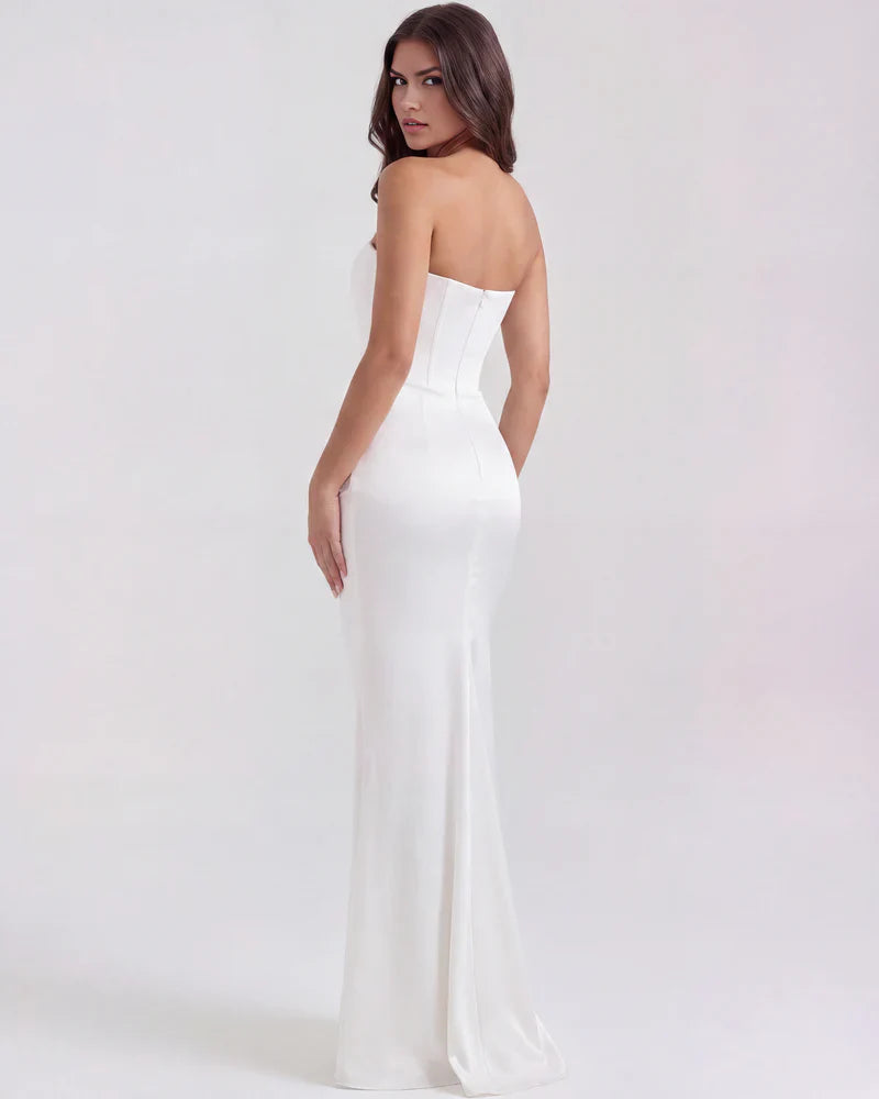 Abito Lungo Donna Corsetto Senza Spalline da Sera