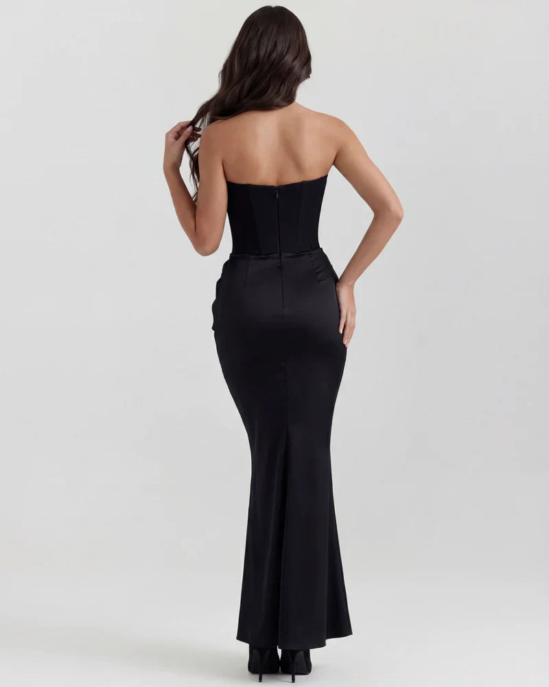 Abito Lungo Donna Corsetto Senza Spalline da Sera