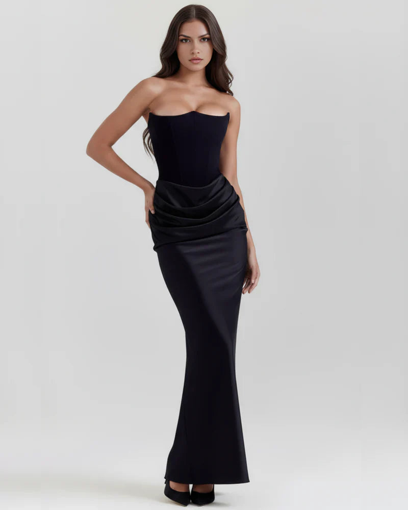 Abito Lungo Donna Corsetto Senza Spalline da Sera