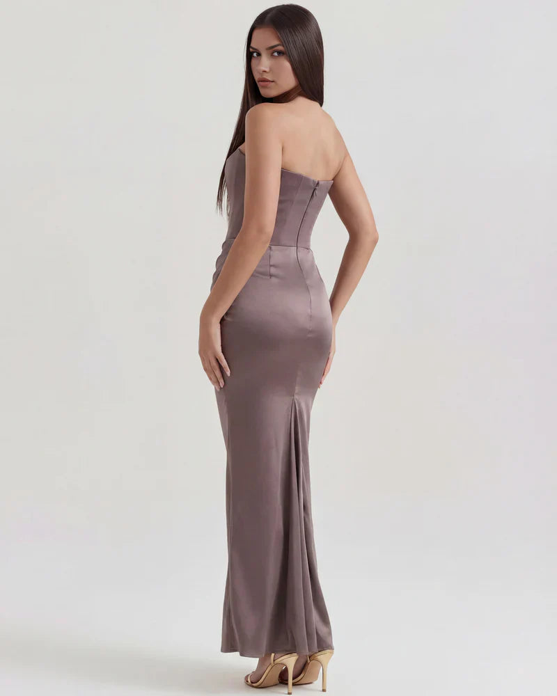 Abito Lungo Donna Corsetto Senza Spalline da Sera