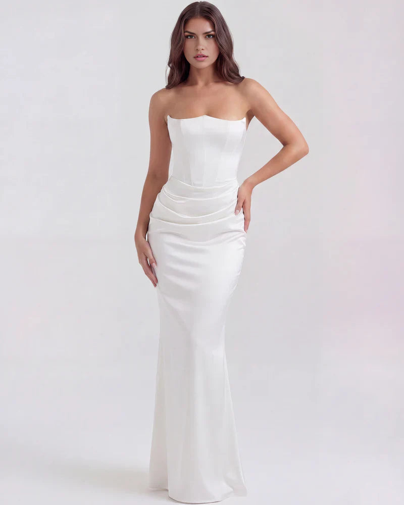Abito Lungo Donna Corsetto Senza Spalline da Sera