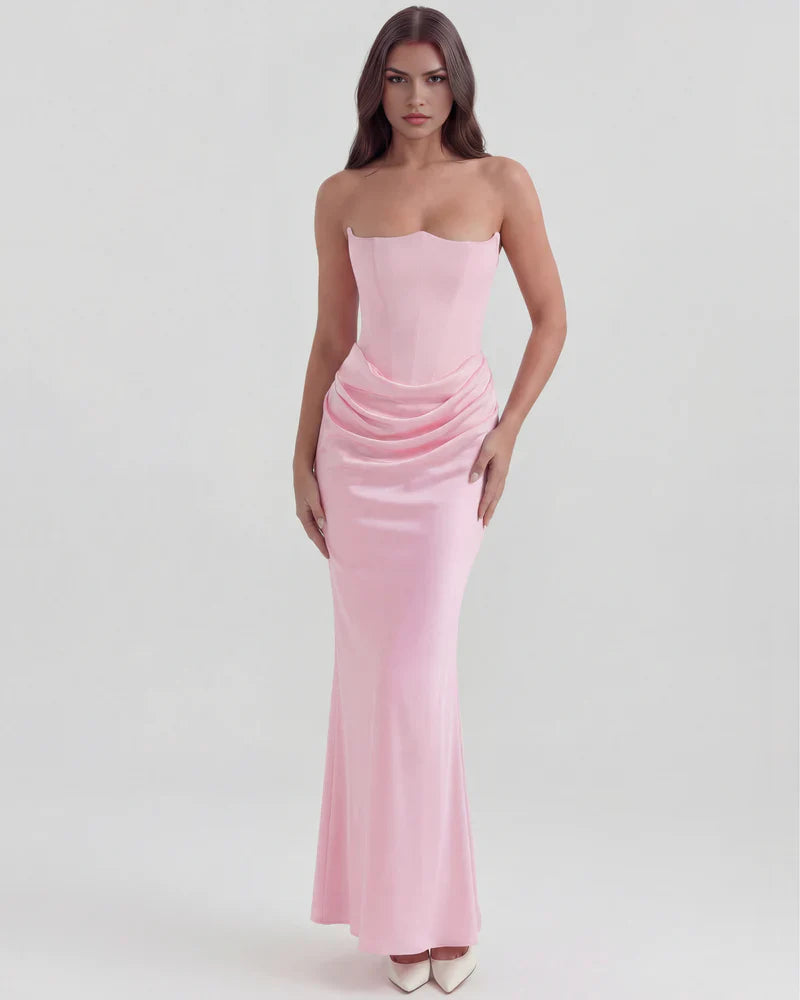 Abito Lungo Donna Corsetto Senza Spalline da Sera