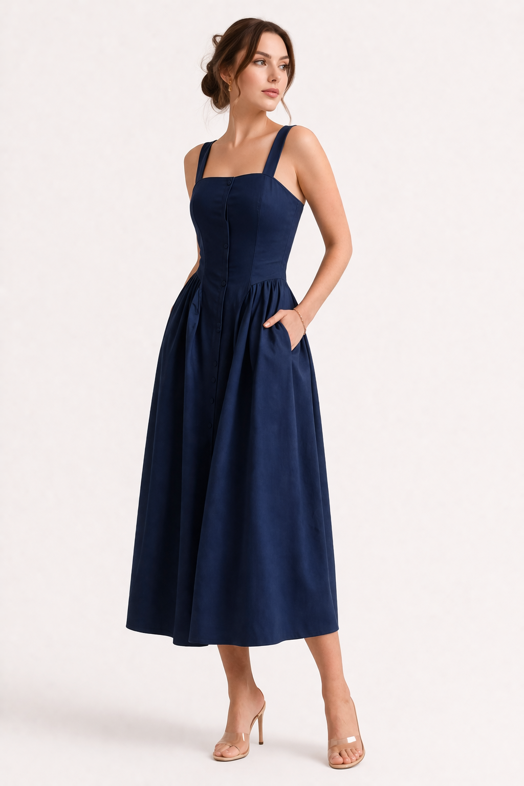 Abito Midi Donna con Spalline Estivo Leggero Comodo