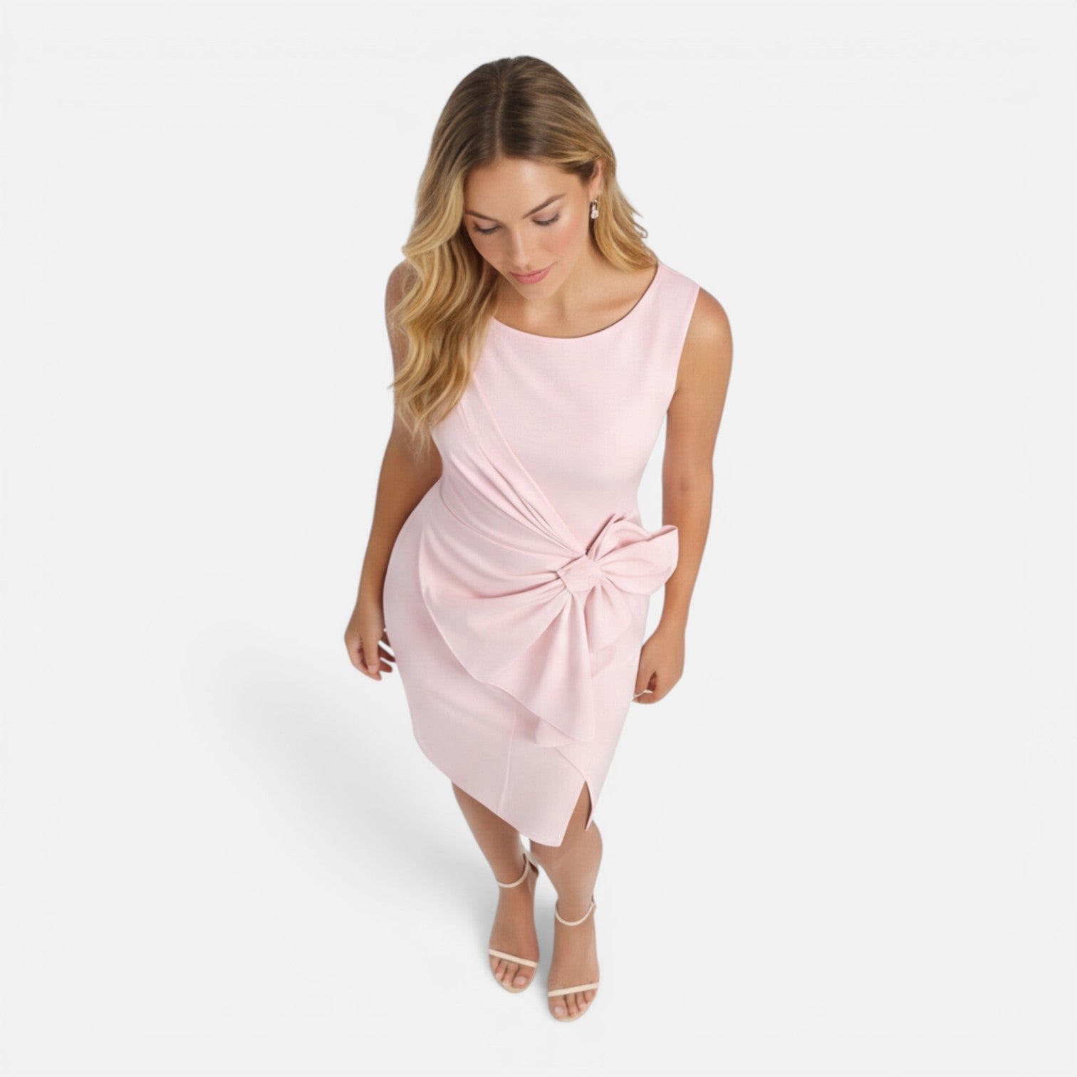 Abito Donna da Cocktail Slim Fit Fiocco in Vita Smanicato