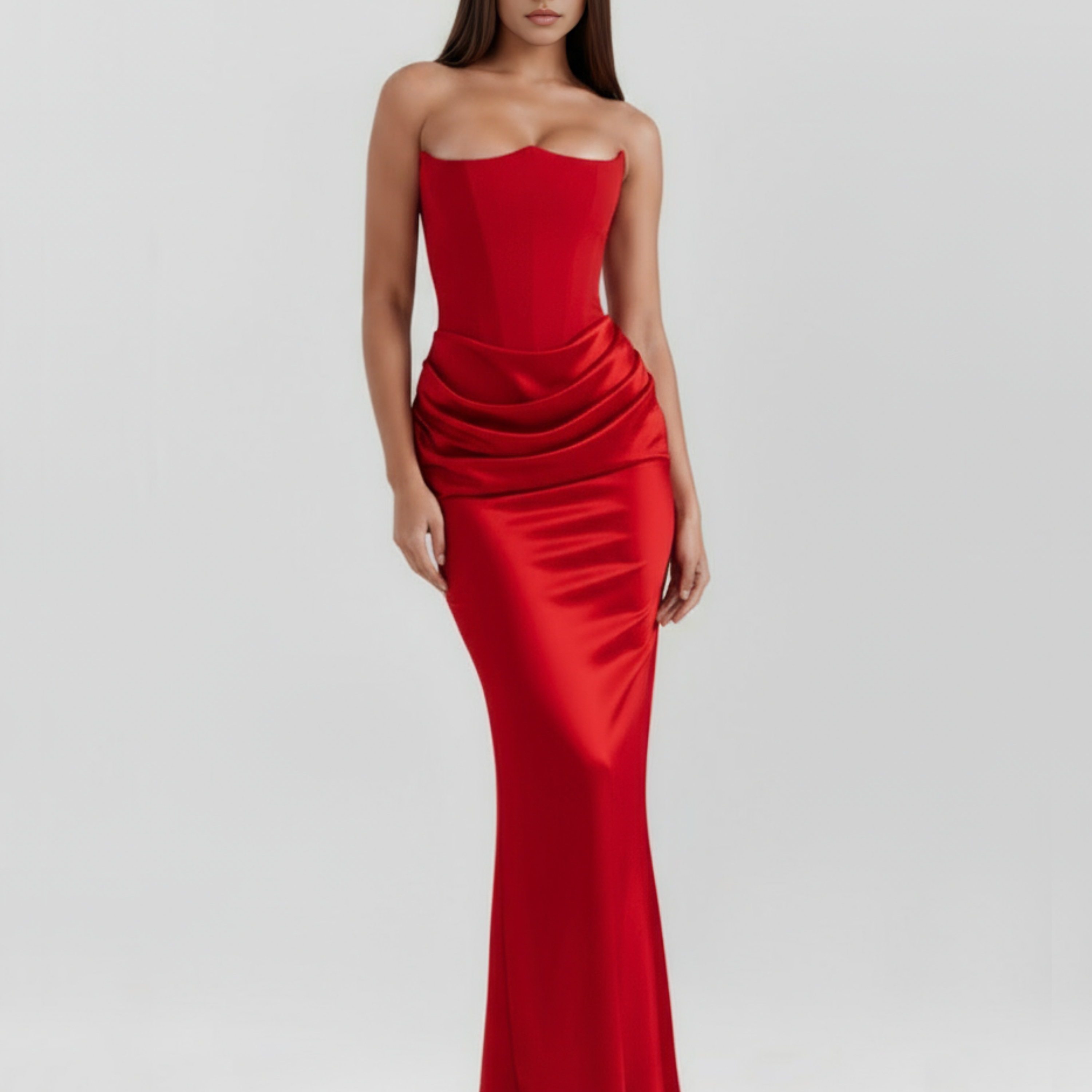 Abito Lungo Donna Corsetto Senza Spalline da Sera