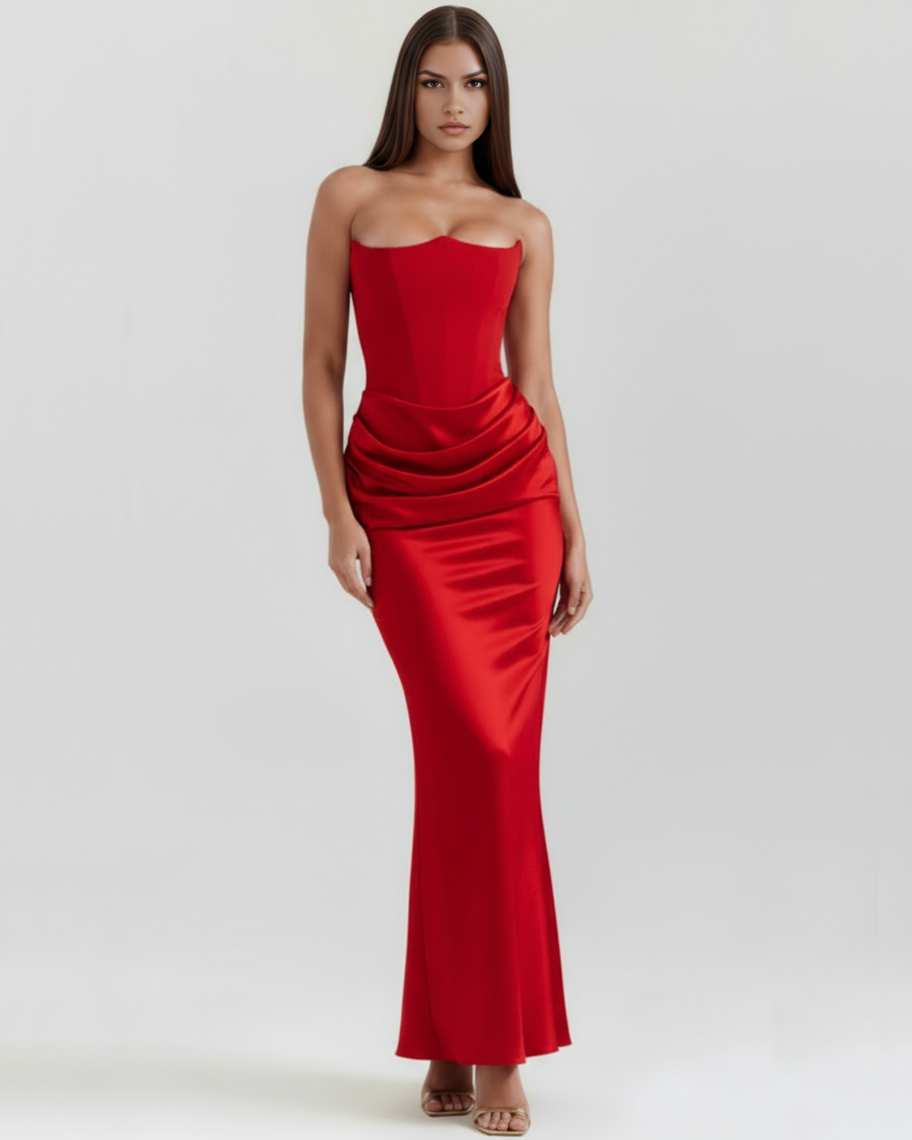 Abito Lungo Donna Corsetto Senza Spalline da Sera