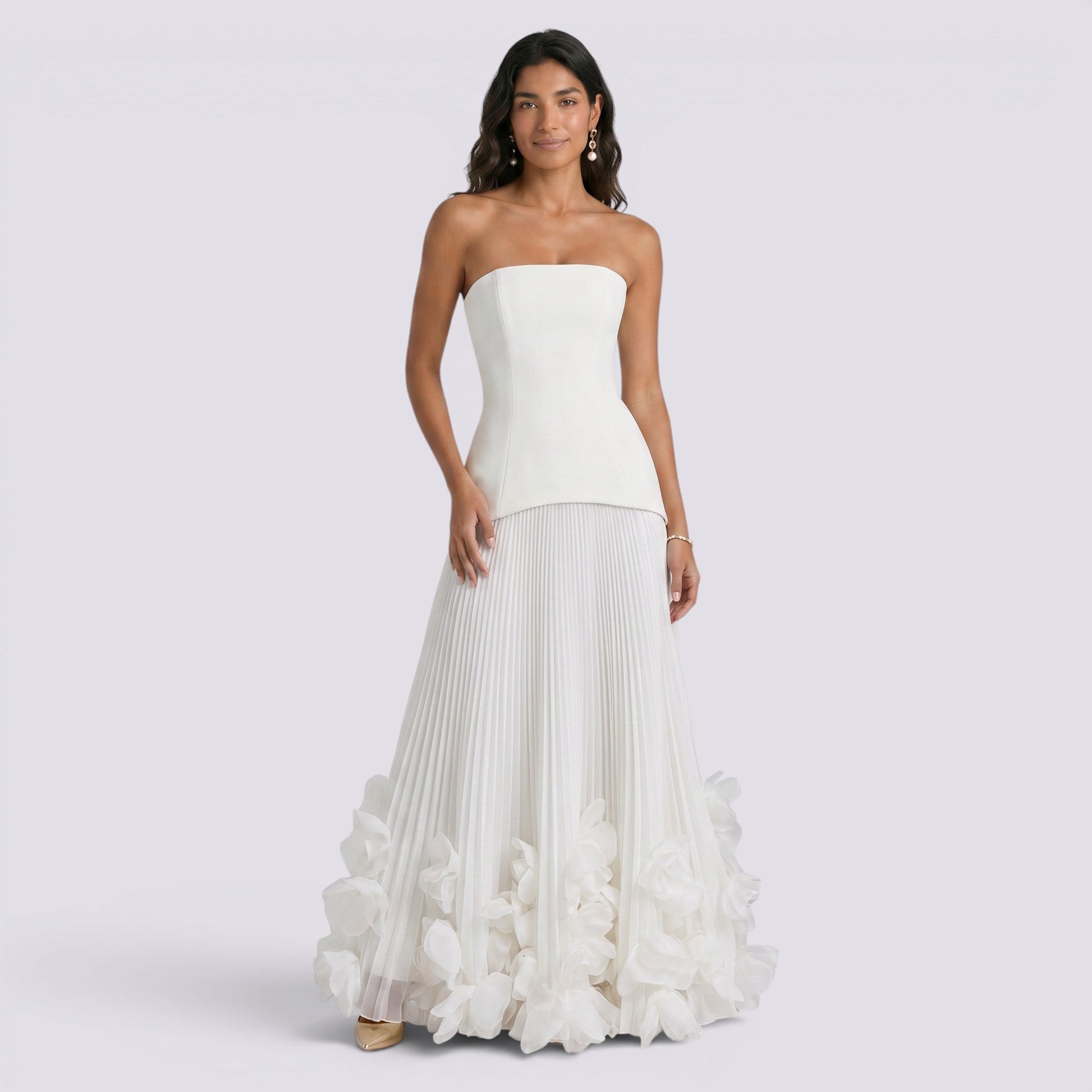 Abito Lungo Donna Scollo Bardot Elegante da Cerimonia