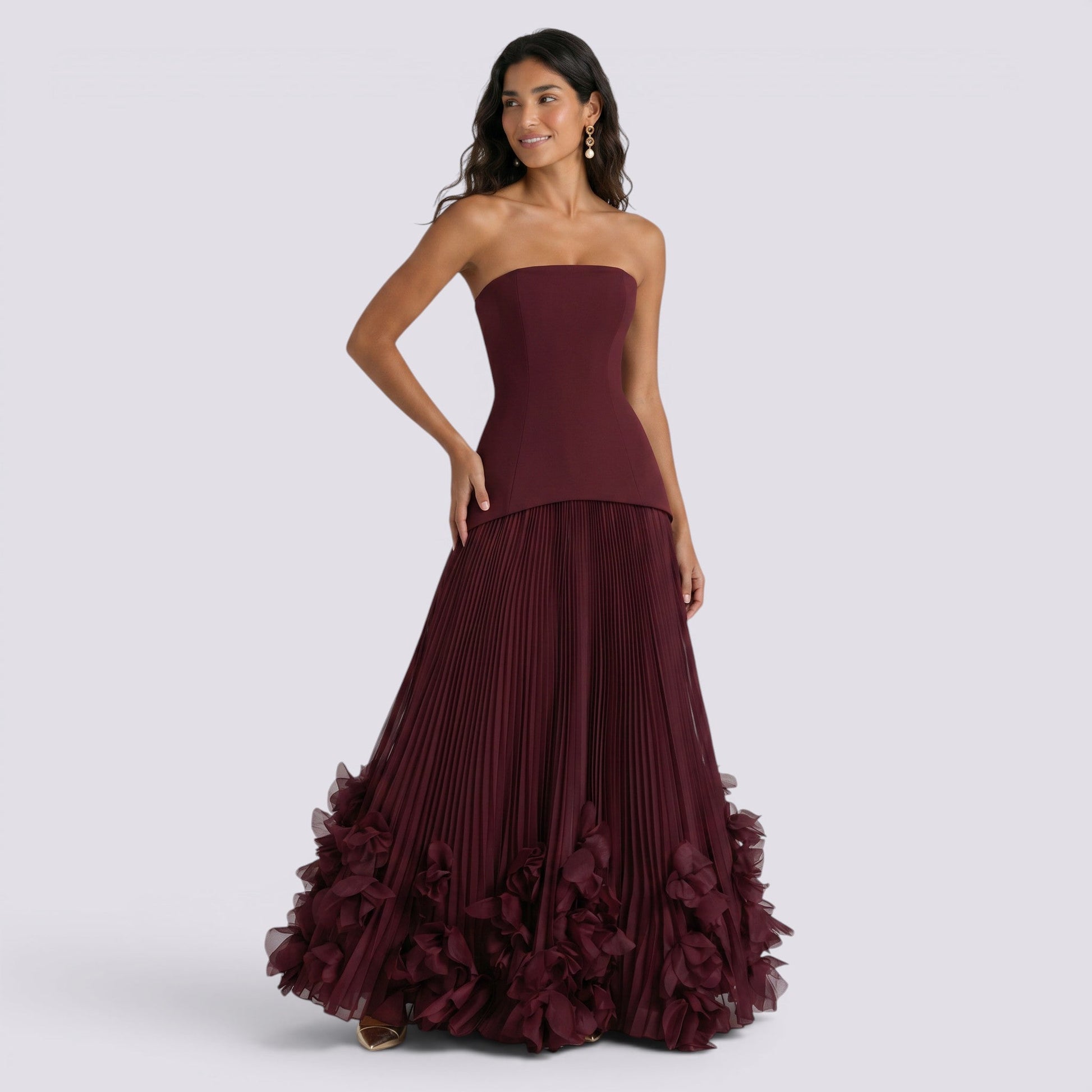Abito Lungo Donna Scollo Bardot Elegante da Cerimonia