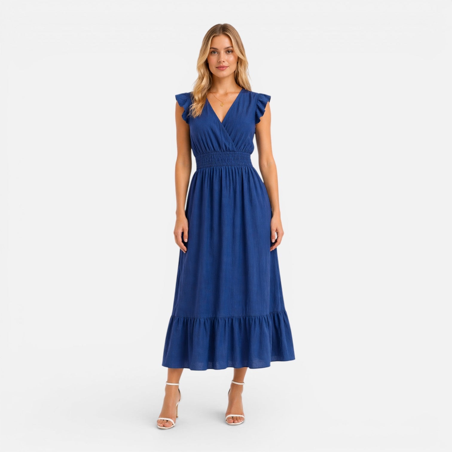 Abito Midi Donna in Cotone a Portafoglio Estivo Elegante