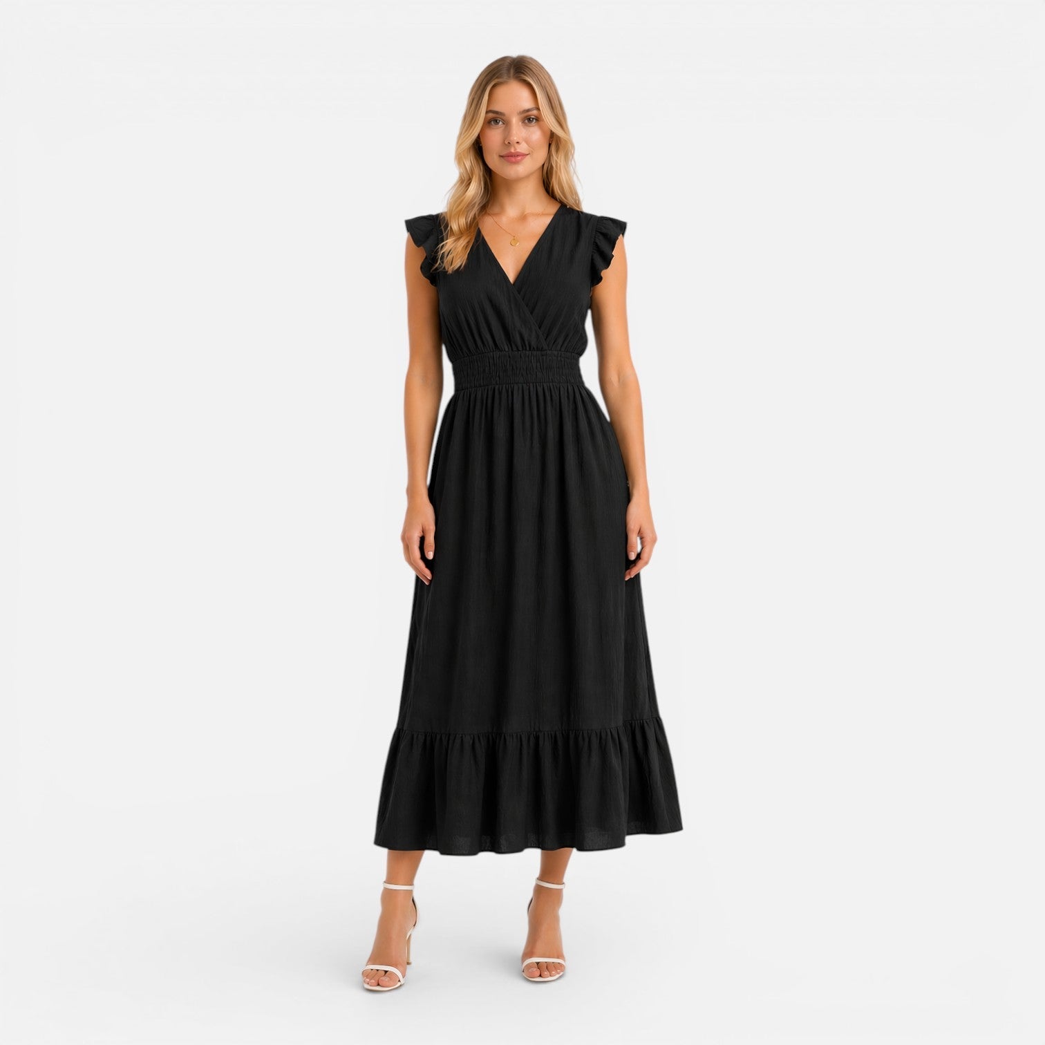 Abito Midi Donna in Cotone a Portafoglio Estivo Elegante