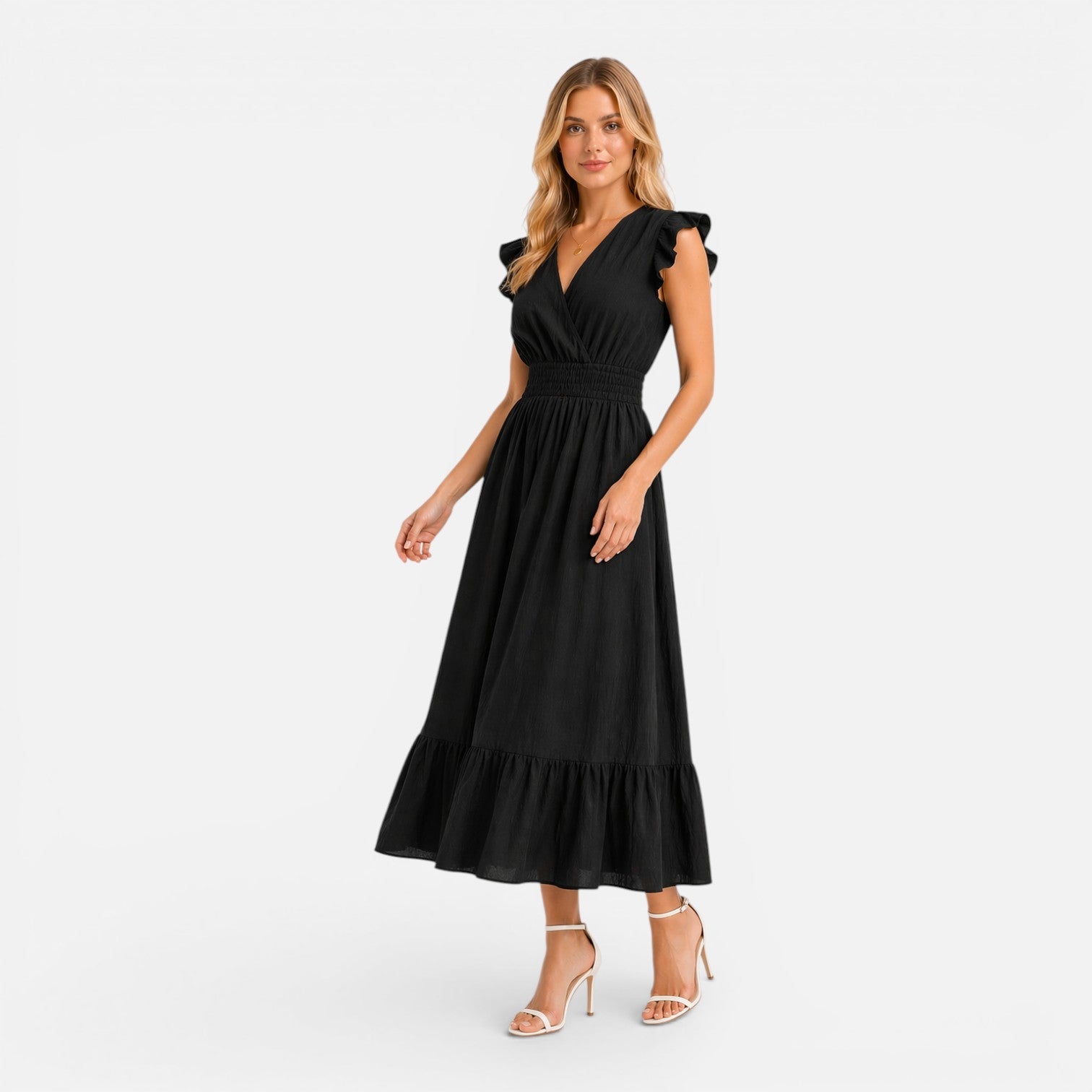 Abito Midi Donna in Cotone a Portafoglio Estivo Elegante