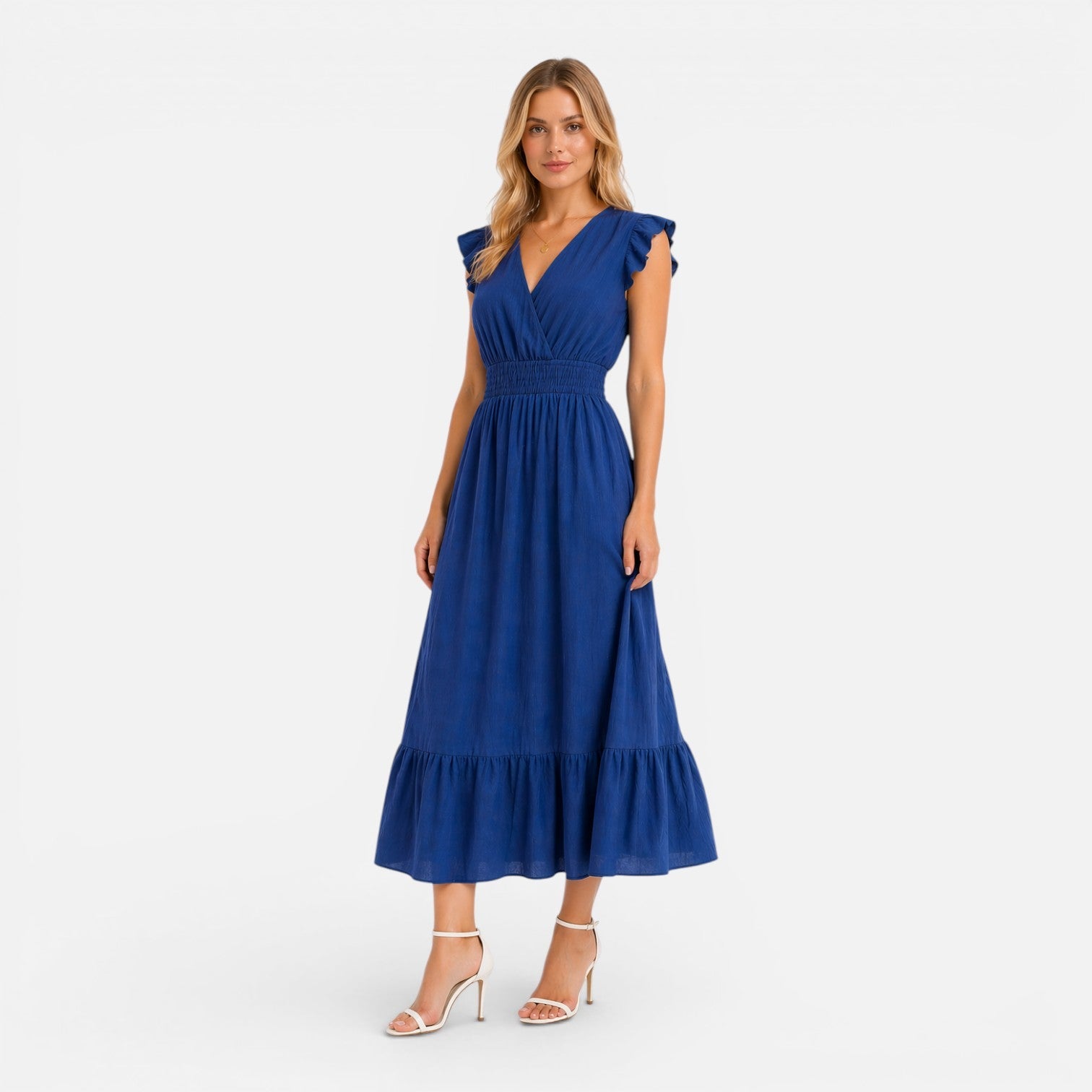 Abito Midi Donna in Cotone a Portafoglio Estivo Elegante