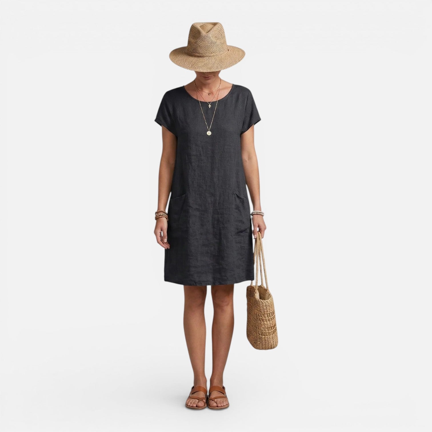 Abito Donna Leggero Linea Dritta Traspirante con Tasche