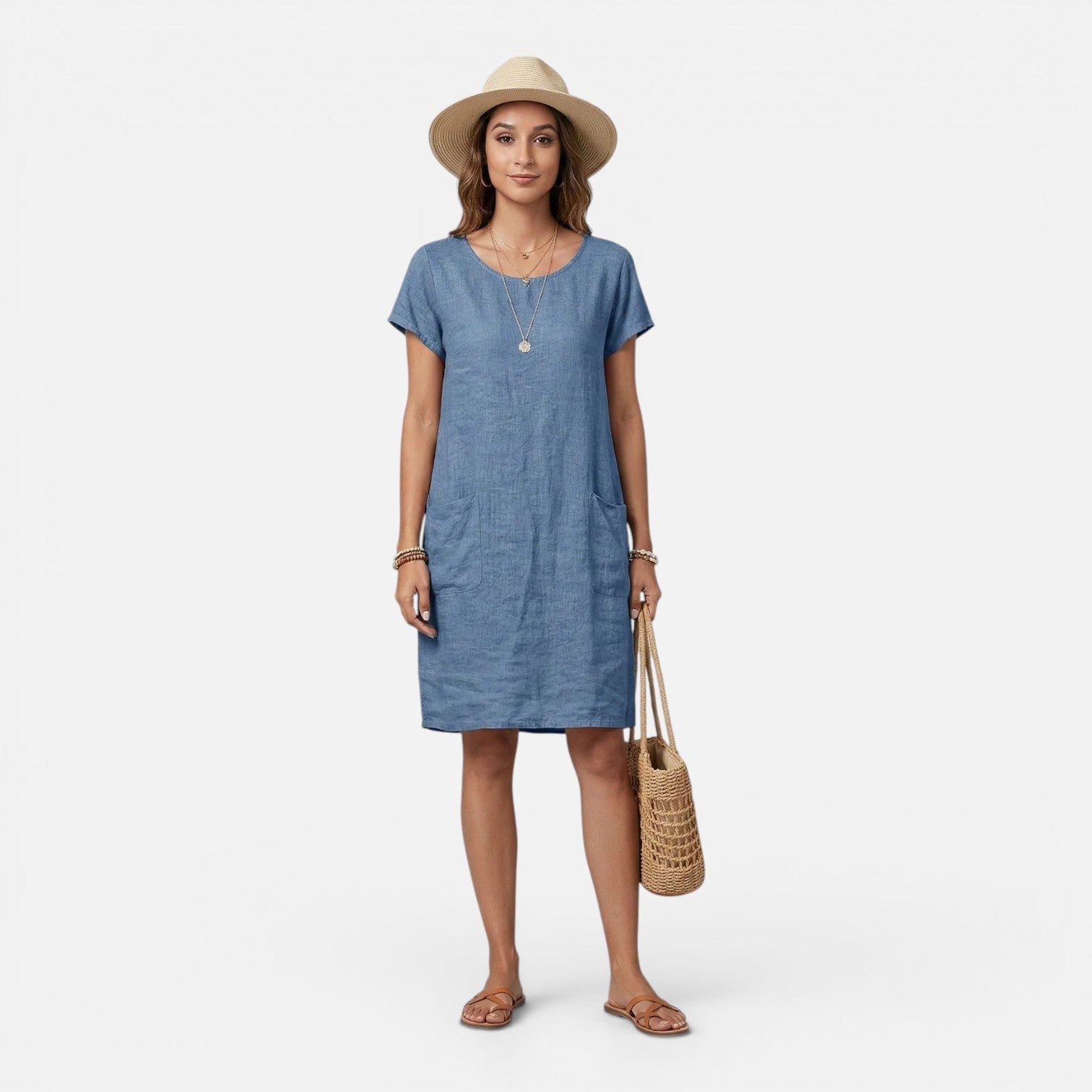 Abito Donna Leggero Linea Dritta Traspirante con Tasche