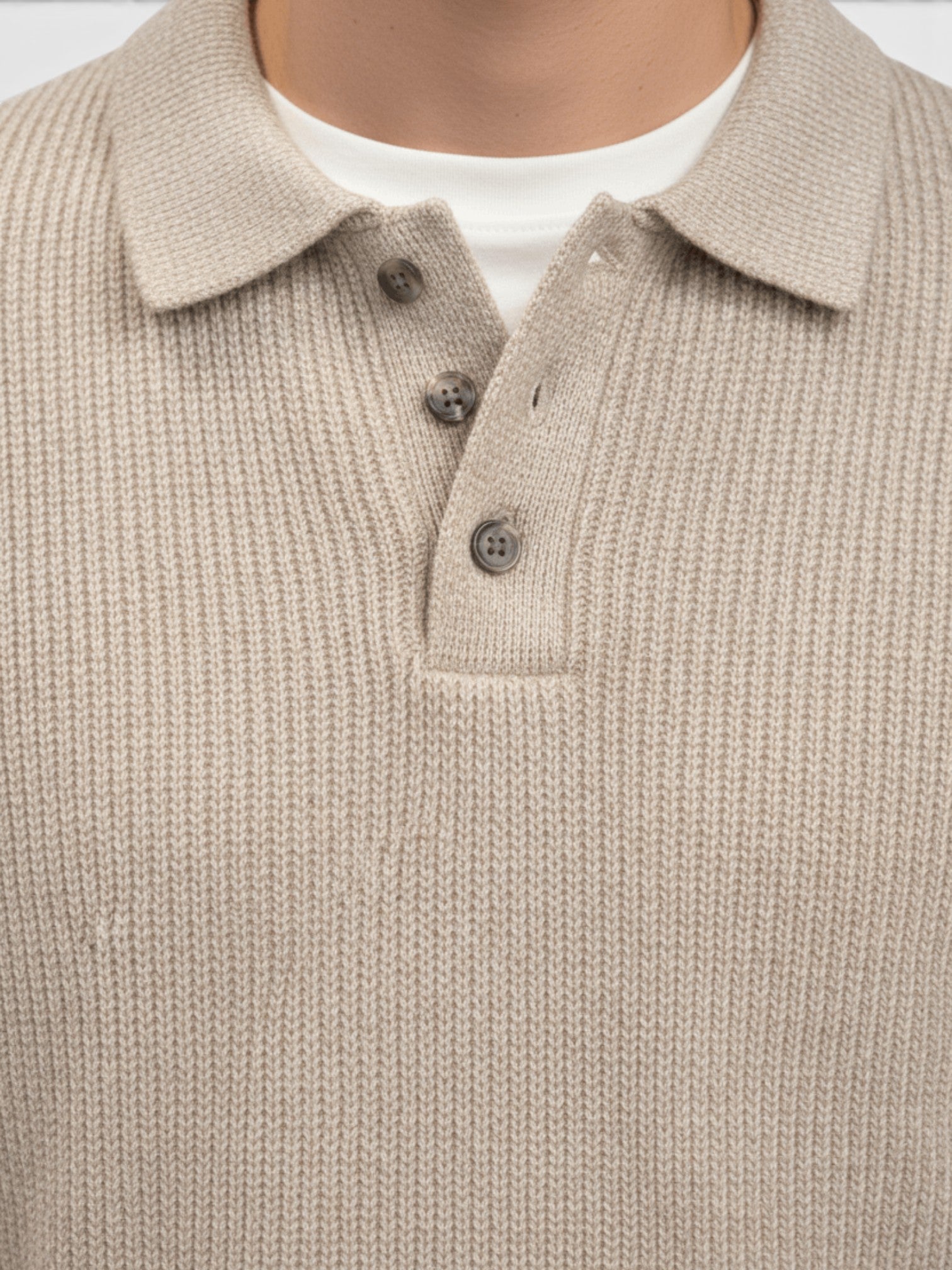 Maglione Polo Uomo in Maglia a Coste Maniche Lunghe