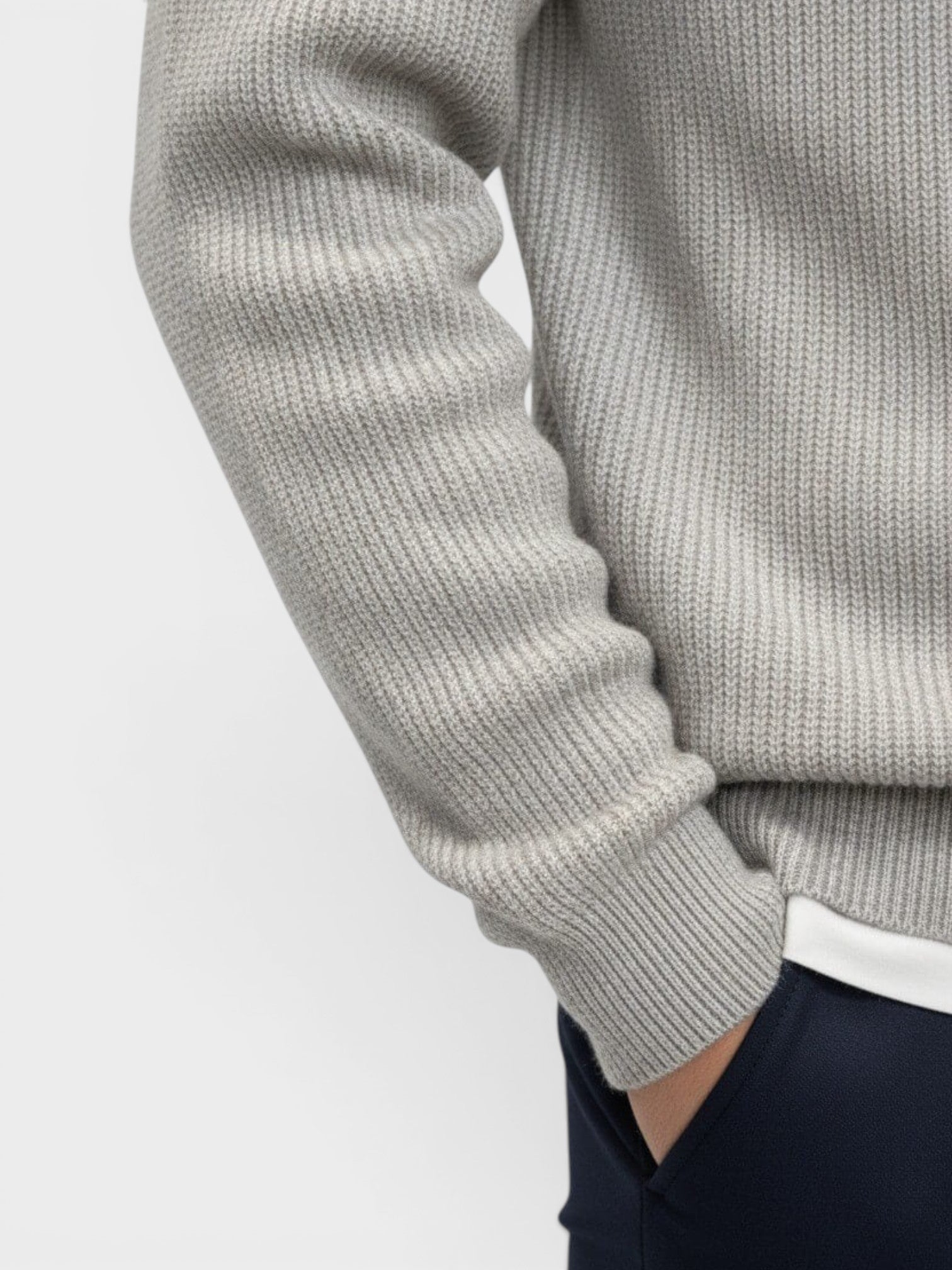 Maglione Polo Uomo in Maglia a Coste Maniche Lunghe