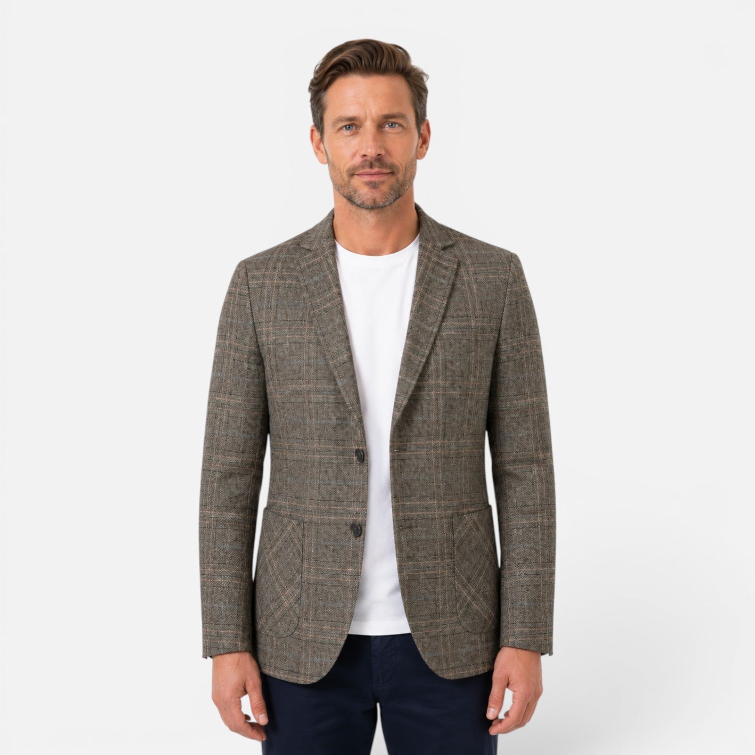 Blazer Uomo a Quadri Slim Fit Sartoriale Elegante