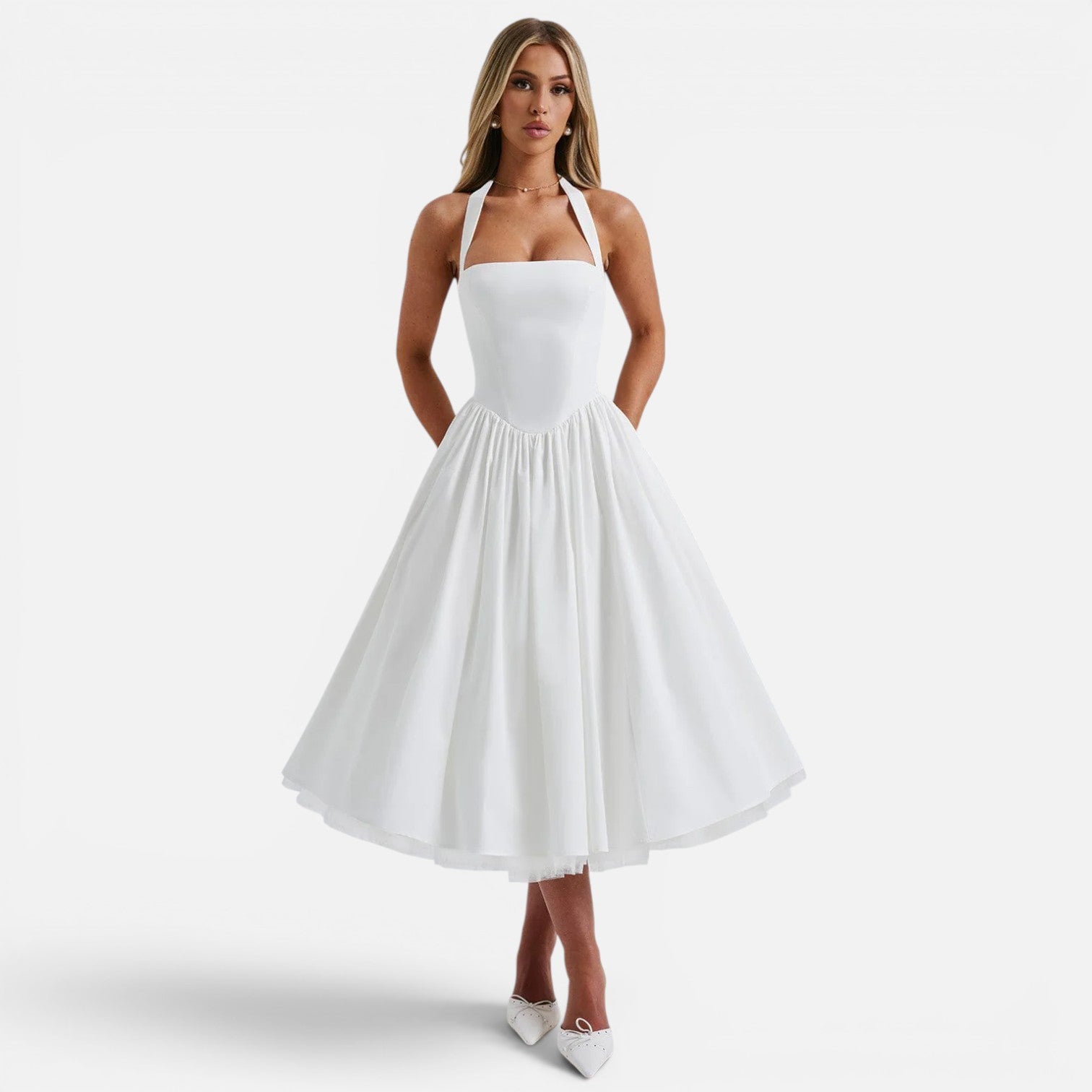Abito Midi Donna Corsetto Schiena Aperta da Festa